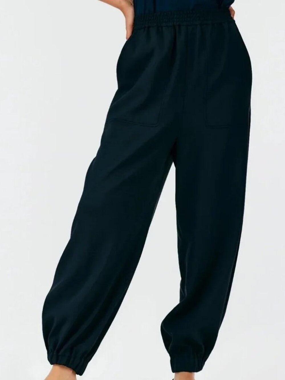 Tibi Womens The Chalky Drape Plashet Black Jogger Sweatpants Size XS Travel EUC